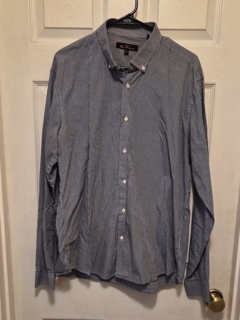 Ben Sherman Men's Blue Micro-Check Button-Down Dress Shirt